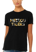Summit Sportswear Missouri Tigers Womens Black Floral Jersey Short Sleeve T-Shirt