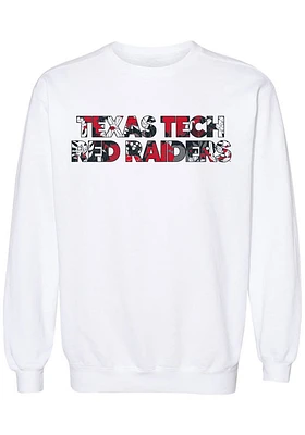 Summit Sportswear Texas Tech Red Raiders Womens White Floral Aishu Crew Sweatshirt