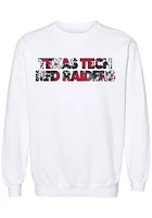 Summit Sportswear Texas Tech Red Raiders Womens White Floral Aishu Crew Sweatshirt