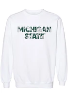 Summit Sportswear Michigan State Spartans Womens White Floral Aishu Crew Sweatshirt
