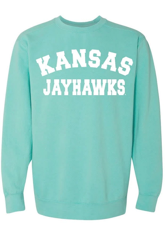 Summit Sportswear Kansas Jayhawks Womens Green Classic Crew Sweatshirt