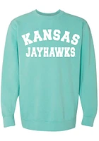 Summit Sportswear Kansas Jayhawks Womens Green Classic Crew Sweatshirt