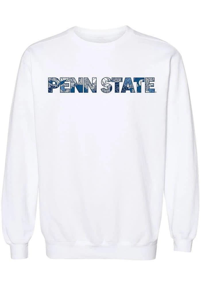 Summit Sportswear Penn State Nittany Lions Womens White Floral Aishu Crew Sweatshirt