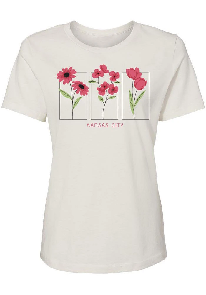 Summit Sportswear Kansas City Womens White Flower Squares Short Sleeve T-Shirt