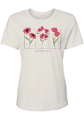 Summit Sportswear Kansas City Womens White Flower Squares Short Sleeve T-Shirt