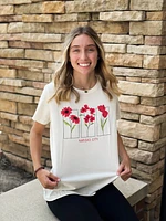 Summit Sportswear Kansas City Womens White Flower Squares Short Sleeve T-Shirt