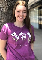 Summit Sportswear Dallas Ft Worth Womens Purple Flower Squares Short Sleeve T-Shirt