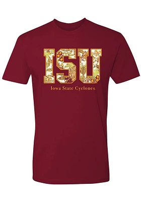 Summit Sportswear Iowa State Cyclones Womens Cardinal Floral Short Sleeve T-Shirt