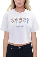 Summit Sportswear Kansas Jayhawks Womens White Floral Crop Short Sleeve T-Shirt