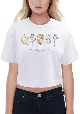 Summit Sportswear Missouri Tigers Womens White Floral Crop Short Sleeve T-Shirt