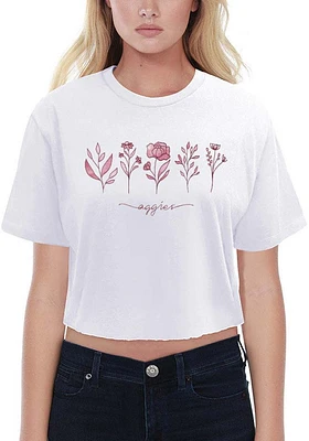 Summit Sportswear Texas A&M Aggies Womens White Floral Crop Short Sleeve T-Shirt