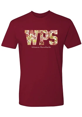 Summit Sportswear Arkansas Razorbacks Womens Cardinal Floral Short Sleeve T-Shirt