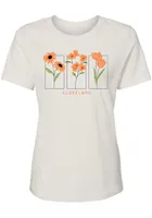 Cleveland Womens White Flower Squares Short Sleeve T-Shirt