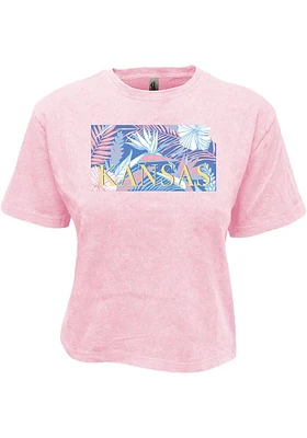 Summit Sportswear Kansas Womens Pink State Infill Short Sleeve T-Shirt