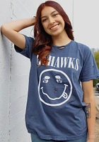 Summit Sportswear Kansas Jayhawks Womens Navy Blue Distressed Short Sleeve T-Shirt