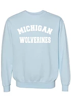 Summit Sportswear Michigan Wolverines Womens Light Blue Classic Crew Sweatshirt