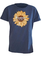 Summit Sportswear Kansas Womens Navy Blue Sunflower EST Short Sleeve T-Shirt
