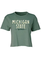 Summit Sportswear Michigan State Spartans Womens Green Floral Crop Short Sleeve T-Shirt