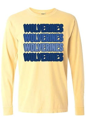 Summit Sportswear Michigan Wolverines Womens Yellow Repeat LS Tee