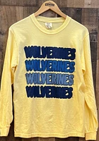 Summit Sportswear Michigan Wolverines Womens Yellow Repeat LS Tee