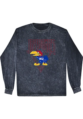 Summit Sportswear Kansas Jayhawks Womens Navy Blue Mineral Wash LS Tee