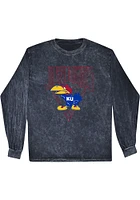 Summit Sportswear Kansas Jayhawks Womens Navy Blue Mineral Wash LS Tee