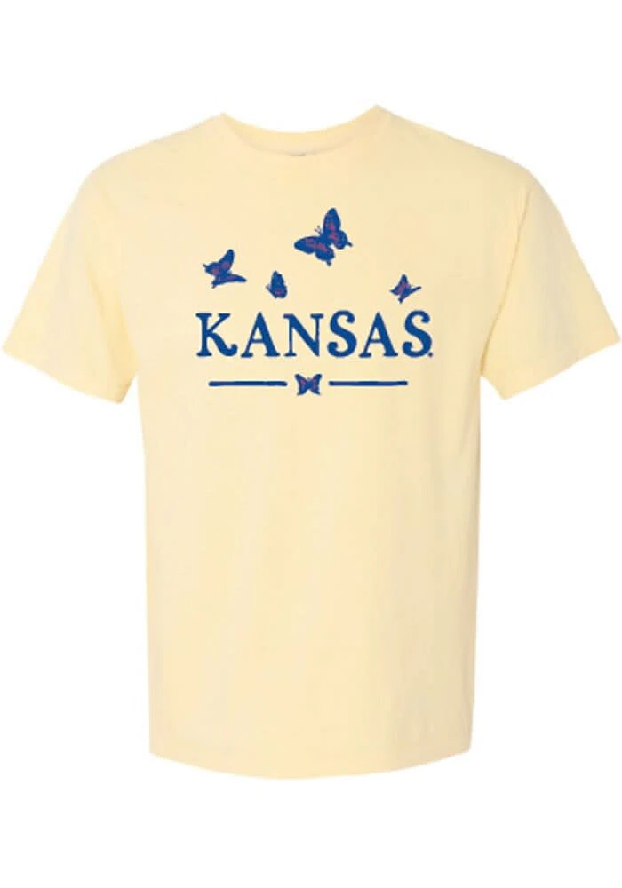 Summit Sportswear Kansas Jayhawks Womens Yellow Butterfly Short Sleeve T-Shirt