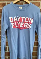 Dayton Flyers Womens Blue 3D Block LS Tee