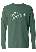 Summit Sportswear Michigan State Spartans Womens Green Script Stack LS Tee