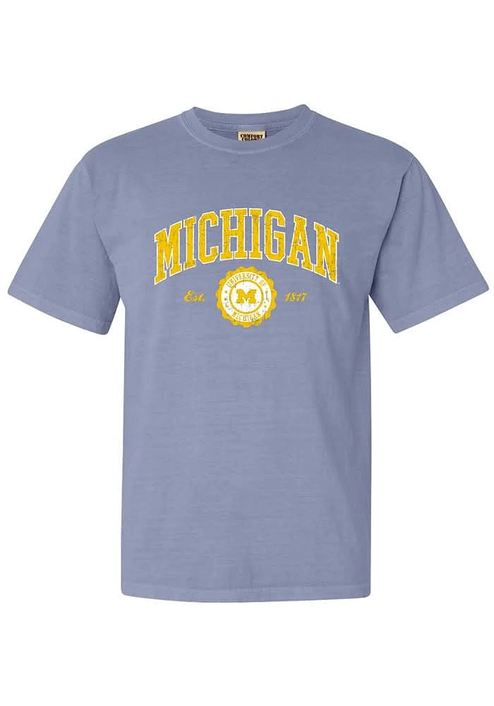 Summit Sportswear Michigan Wolverines Womens Blue Arch Seal Short Sleeve T-Shirt
