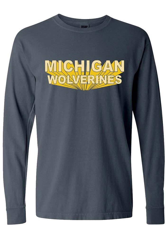 Summit Sportswear Michigan Wolverines Womens Blue 3D Block LS Tee