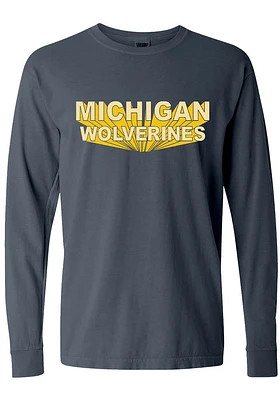 Summit Sportswear Michigan Wolverines Womens Blue 3D Block LS Tee