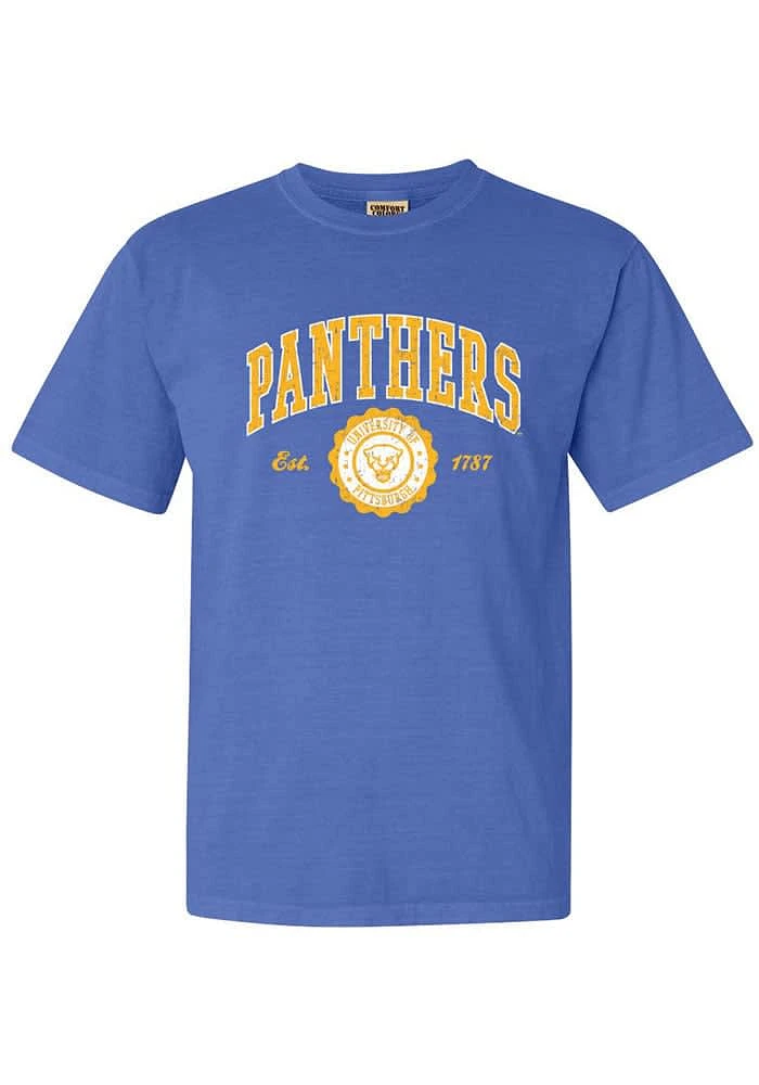 Summit Sportswear Pitt Panthers Womens Blue Arch Seal Logo Short Sleeve T-Shirt