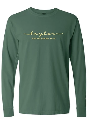 Summit Sportswear Baylor Bears Womens Green Classic Script LS Tee