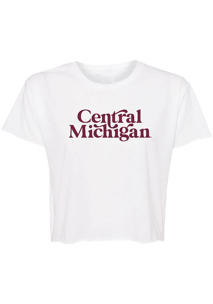 Summit Sportswear Central Michigan Chippewas Womens White Jade Crop Short Sleeve T-Shirt