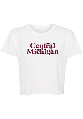Summit Sportswear Central Michigan Chippewas Womens White Jade Crop Short Sleeve T-Shirt