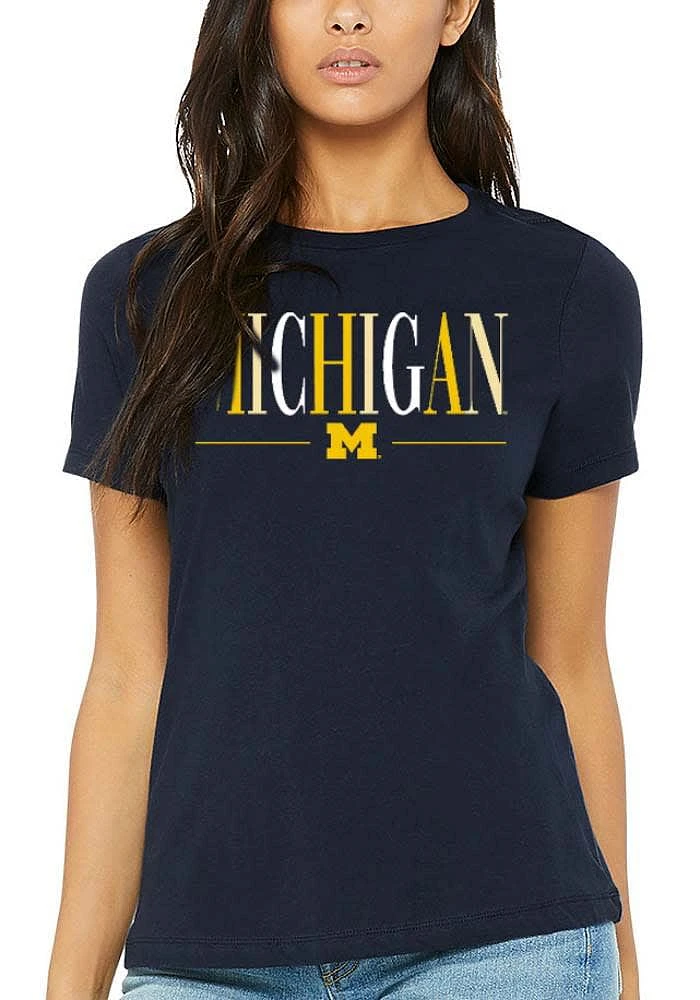 Summit Sportswear Michigan Wolverines Womens Blue Classic Short Sleeve T-Shirt