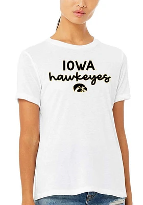 Summit Sportswear Iowa Hawkeyes Womens White Script Logo Short Sleeve T-Shirt