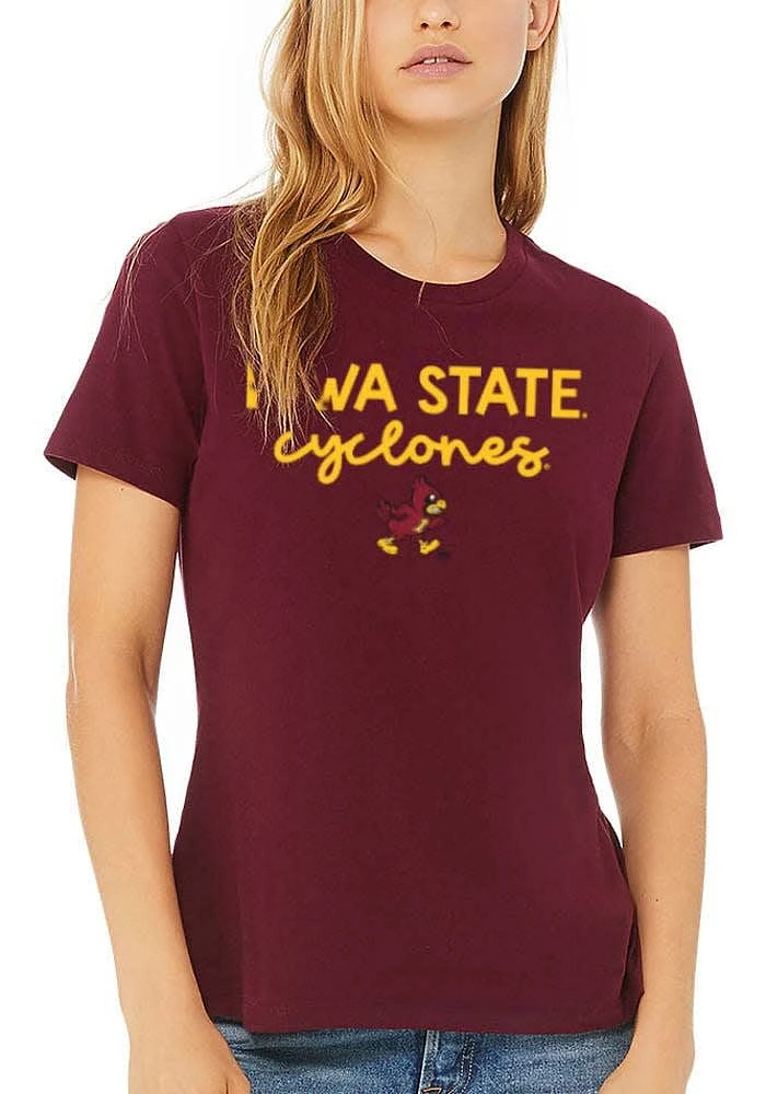 Summit Sportswear Iowa State Cyclones Womens Maroon Script Logo Short Sleeve T-Shirt
