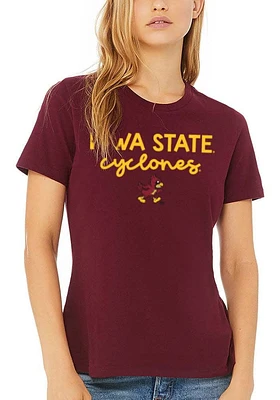 Summit Sportswear Iowa State Cyclones Womens Maroon Script Logo Short Sleeve T-Shirt