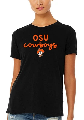 Summit Sportswear Oklahoma State Cowboys Womens Black Script Logo Short Sleeve T-Shirt