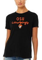 Summit Sportswear Oklahoma State Cowboys Womens Black Script Logo Short Sleeve T-Shirt