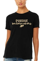 Summit Sportswear Purdue Boilermakers Womens Black Script Logo Short Sleeve T-Shirt