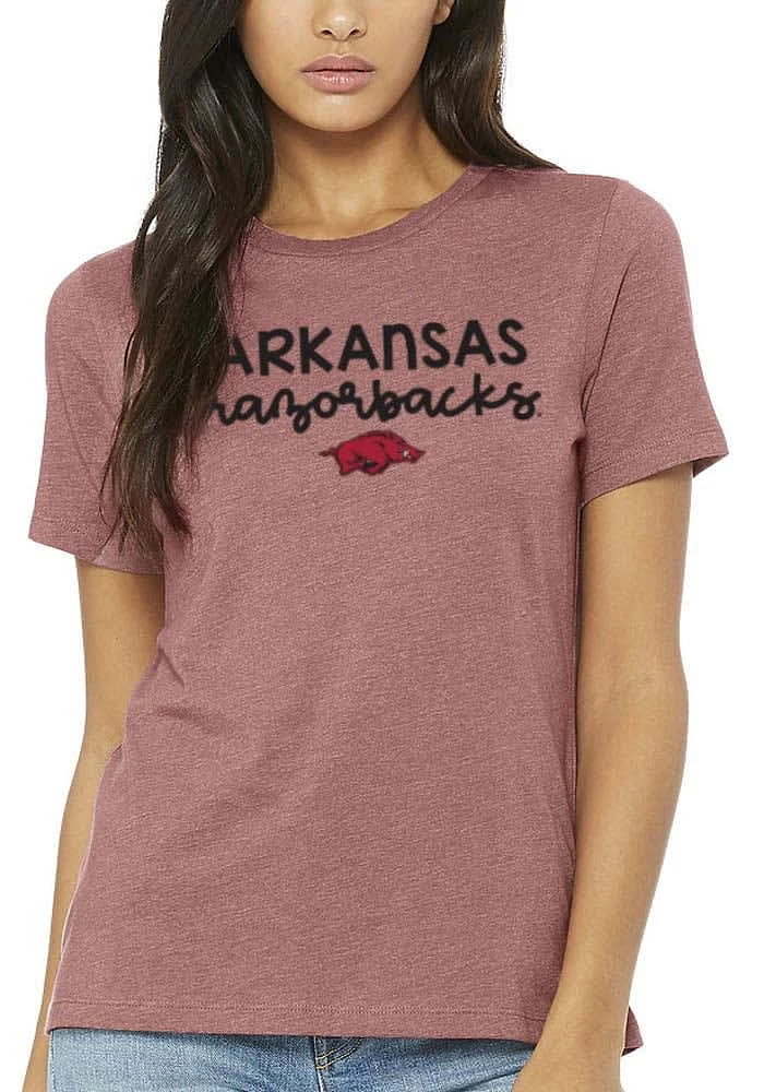 Summit Sportswear Arkansas Razorbacks Womens Pink Script Logo Short Sleeve T-Shirt