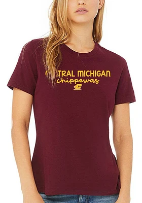 Summit Sportswear Central Michigan Chippewas Womens Maroon Script Logo Short Sleeve T-Shirt
