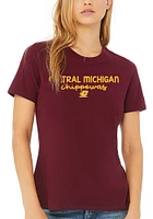 Summit Sportswear Central Michigan Chippewas Womens Maroon Script Logo Short Sleeve T-Shirt