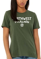 Summit Sportswear Northwest Missouri State Bearcats Womens Green Script Logo Short Sleeve T-Shirt