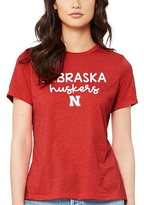 Summit Sportswear Nebraska Cornhuskers Womens Red Script Logo Short Sleeve T-Shirt