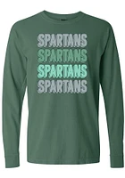 Summit Sportswear Michigan State Spartans Womens Green Repeat Block LS Tee