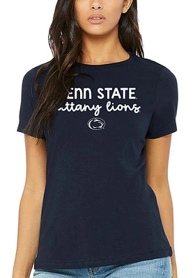 Summit Sportswear Penn State Nittany Lions Womens Navy Blue Script Logo Short Sleeve T-Shirt